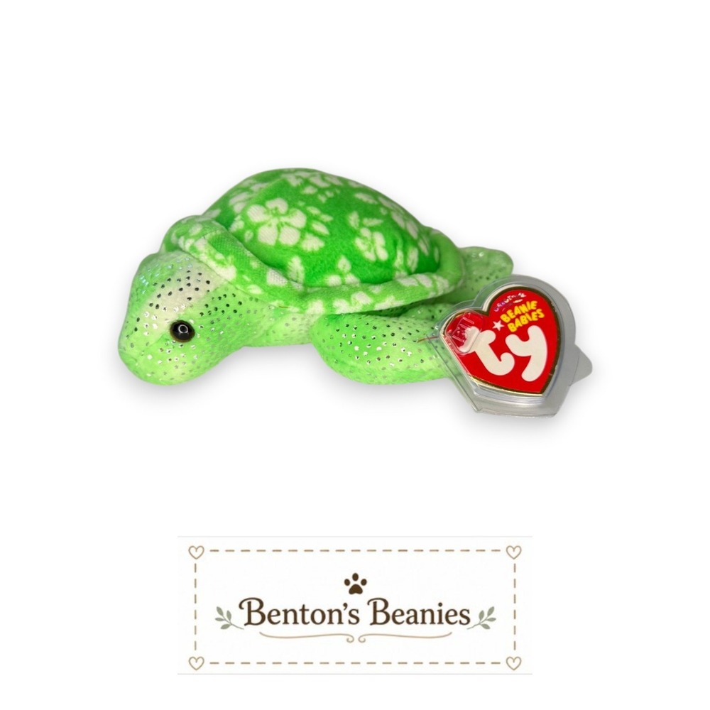 Sunrise the Sea Turtle Ty Beanie Baby | Glitter Sea Glider 🌺 | Mint Heart Tag ⭐